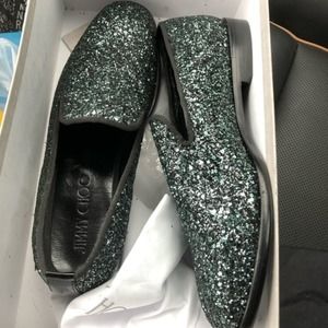 🆕 Jimmy Choo Coarse Glitter Smoking Slipper Shoes size 9 Ships Same Day📦‼️